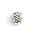 Antique silver owl charm bead for DIY European charm bracelets and handmade jewelry making. - 17