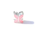Pink enamel four leaf clover silver charm bead DIY jewelry accessory bracelet component - Pink Clover