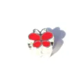 Silver alloy charm bead featuring a red enamel butterfly motif for diy bracelets. - Butterfly Red