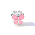 Silver pink enamel butterfly large hole bead charm for DIY charm bracelet necklace making. - Pink Butterfly