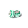 Green white striped large hole resin glass beads charm bracelet DIY jewelry accessories spacer - Green White Striped 24