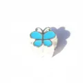 DIY silver alloy large hole charm bead with blue enamel butterfly design for bracelet making. - Butterfly Blue
