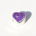 DIY Purple Enamel Heart Alloy Large Hole Bead Charm Accessory for European Bracelets - Heart Purple