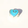 DIY Blue Heart Charm Enamel Large Hole Bead Silver Tone Alloy Fashion Jewelry Accessory - Heart Blue