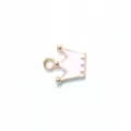 Gold-plated crown charm pendant with pink enamel diy jewelry accessory for bracelet necklace - Enamel Crown Pendant