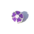 Purple enamel flower charm bead for DIY European snake chain bracelets, silver tone alloy metal. - Cherry Blossom Purple