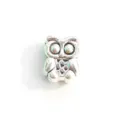 Silver owl charm bead for DIY bracelets, antique silver finish large hole jewelry accessory. - 23