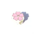 Pink enamel flower alloy large hole charm bead DIY bracelet accessory sparkling crystal stone - Pink 5-Leaf Heart