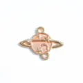 Gold alloy pink enamel planet charm bead connector for DIY bracelet jewelry making - Pink Enamel Planet Pendant