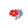 DIY Red Heart Flower Charm Silver Alloy Large Hole Bead Bracelet Jewelry Accessory SKU - Pink-Red 5-Leaf Heart