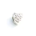 Silver heart charm bead with love engraving for DIY bracelet jewelry making, single piece. - 28
