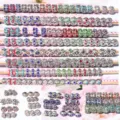 DIY cristal perles charms grand trou strass alliage bracelet entretoise bijoux - Style 10 / Rose