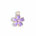 Purple enamel flower charm alloy rhinestone pendant diy bracelet jewelry making accessory - Purple Enamel Cherry Blossom Pendant