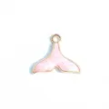 Pink whale tail charm enamel alloy pendant for DIY jewelry making bracelet accessory - Pink Enamel Whale Tail Pendant