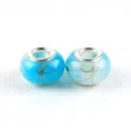 Perline acriliche blu con foro grande fai da te, anima in argento e motivo dorato per bracciali - Blu lago