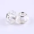 Clear faceted glass large hole bead charm DIY jewelry for European style bracelets. - White