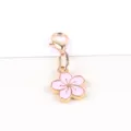 Gold alloy lobster clasp pink enamel cherry blossom charm pendant DIY jewelry accessory - Flower