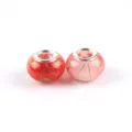 Perline in acrilico con foro grande bicolore fai da te con linee dorate per accessori di gioielli - Rosso