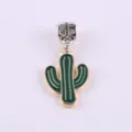 Green cactus enamel alloy charm pendant for DIY bracelet necklace jewelry making craft supply - Cactus