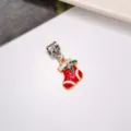 Christmas stocking alloy enamel pendant DIY jewelry accessory with rhinestone decor - Christmas Stocking Style 17