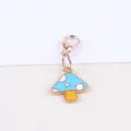 Gold alloy lobster clasp charm with blue and yellow enamel mushroom pendant accessory for bracelet - Mushroom