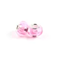 Pink glass charm bead with silver core for DIY bracelet jewelry making accessories, shiny style. - Rose Red