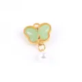 Goudkleurige groene vlinder DIY hanger bedel met hangende witte parel accessoire variant - Vlinder + Kunstparel