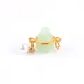Handgemaakte DIY jade-stijl kalebas hanger met goud metaal en witte parel sieraden accessoire - Fleskalebas + Kunstparel
