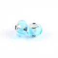 Light blue glass charm bead with silver core, smooth large hole bracelet DIY accessory. - Lake Blue