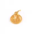 Gouden Chinese Fu teken ronde holle metalen hanger DIY sieraden accessoire voor armband ketting. - Zegen Stuk