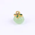 Groene jade imitatie glasralhanger met gouden geëmailleerde klaverdop voor DIY sieraden maken. - Pompoen