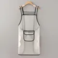 Transparent TPU waterproof kitchen apron detail with black trim and convenient wiping towels. - Regular With Pocket and Wipeable Towel / White