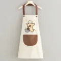Delantal de cocina impermeable con bonito perro cocinero, correas ajustables y bolsillo frontal. - Perrito de Línea Blanco Roto
