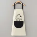 Waterproof kitchen cooking apron with cute bear pocket adjustable strap cooking bib. - White Bear