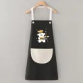 Delantal de cocina lindo de perro de dibujos animados para cocinar con bolsillo delantero y correas - Perrito de Línea Negro