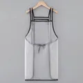 Transparent TPU Apron Waterproof Kitchen Cooking Bib with Black Trim Adjustable Strap - Regular No Pocket / White