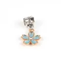 Blaues Emaille Blumen Anhänger DIY Legierung Perle für Armband Halskette Schmuckherstellung - Zirkonia Blume