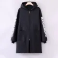 Waterproof hooded long sleeve kitchen apron black work jacket with pockets for daily use - XXXL (Recommended 75kg-90kg) / Black (Letter Style)