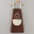 Cute brown waterproof kitchen apron with cute bear print and pocket, ideal for cooking. - Brown Bear