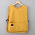Japanese style waterproof work vest apron with pockets and side buckles for baking catering. - Yellow