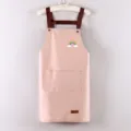 Tablier de cuisine imperméable avec joli imprimé arc-en-ciel et bretelles marron pour cuisiner. - Rose Cuir Imperméable avec Motif Arc-en-ciel