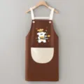 Delantal de cocina marrón lindo perro dibujos animados impermeable con gran bolsillo - Perrito de Línea Marrón