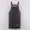 Tablier de cuisine imperméable avec bretelles marron et poches, vêtement de travail. - Noir Imperméable