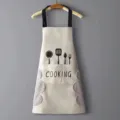 Delantal de cocina impermeable con toallas, delantal de cocina anti-aceite hogar. - Estampado Cubiertos Limpiable / Blanco