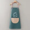 Waterproof kitchen apron with pocket, cute cartoon bear print and pink straps, oil-proof - Blue Bear