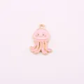Cute pink jellyfish enamel alloy charm pendant, gold rim marine animal jewelry accessory. - Squid Pink