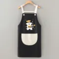 Lindo delantal de cocina de perro de dibujos animados impermeable antiaceite negro blanco - Perrito de Línea Negro
