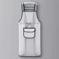 Waterproof transparent TPU apron with black border and front pocket for kitchen cooking work. - Extended With Pocket / White