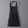 Delantal de cocina negro impermeable con bolsillo, diseño sin mangas cómodo para cocinar. - Liso / Negro