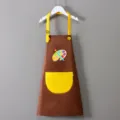 Grembiule da pittura impermeabile per bambini marrone con tasca gialla scuola e pasti. - Grembiule Blocco Colore Marrone-Giallo (Tavolozza)